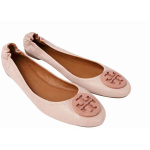 Almost New Tory Burch Multi Logo Pink Ballet Flats Size 9